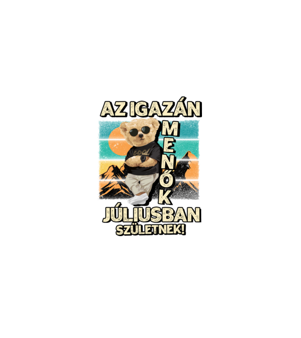 Retro Menő Mackó szülinapos JÚLIUS minta szürke pólón