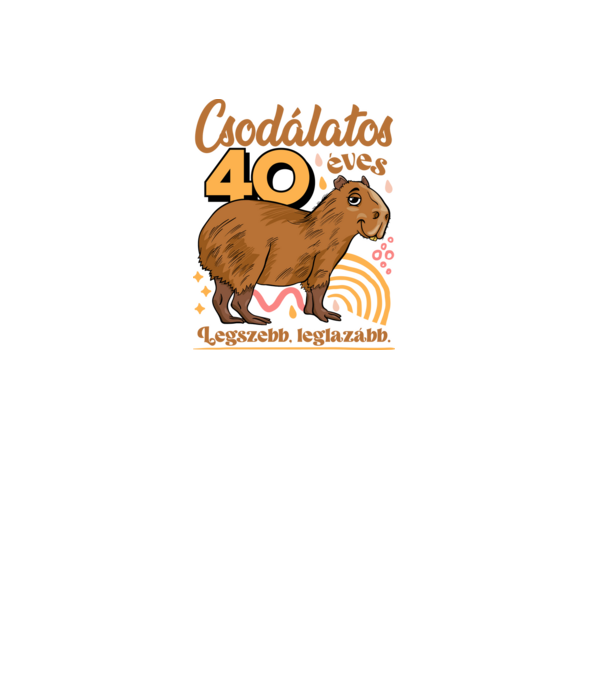 Capybara 40 éves minta fehér pólón
