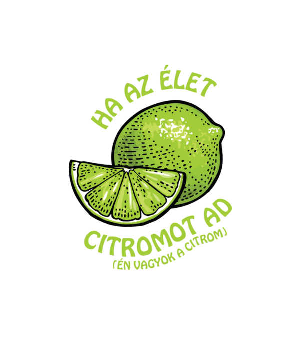 Tequila és citrom zöld minta fehér pólón