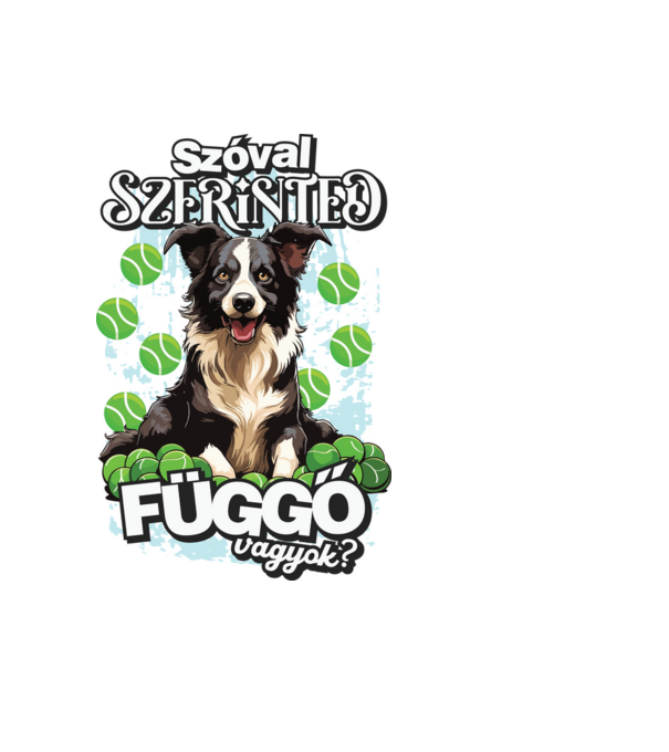 Border Collie labda függő minta világoskék pólón