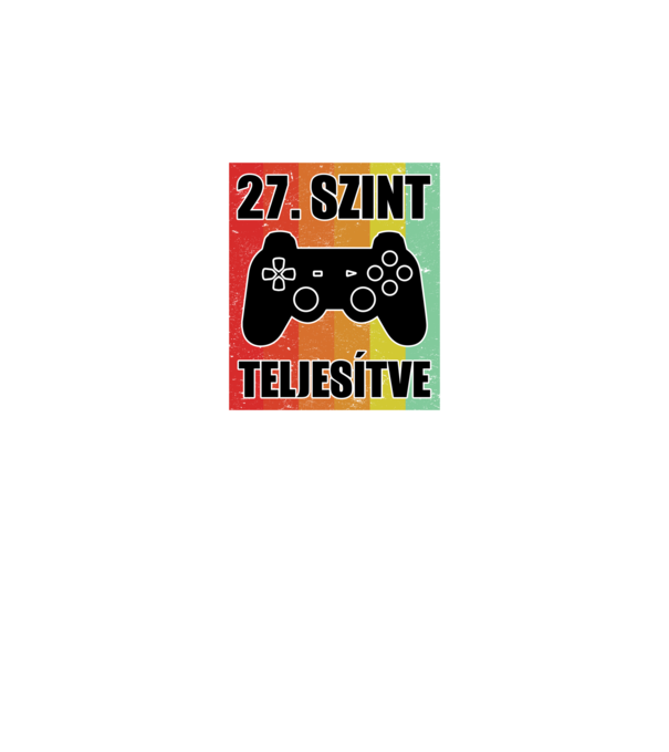 27 szint teljesítve retro gamer minta fekete pólón