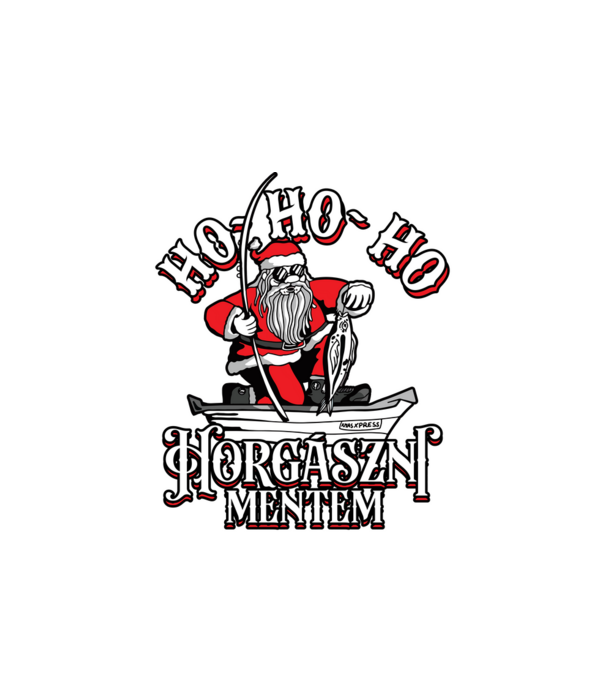 HoHoHo Horgászni mentem minta fehér pólón