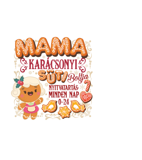 Mama karácsonyi sütibolt bögre méret minta világoskék pólón