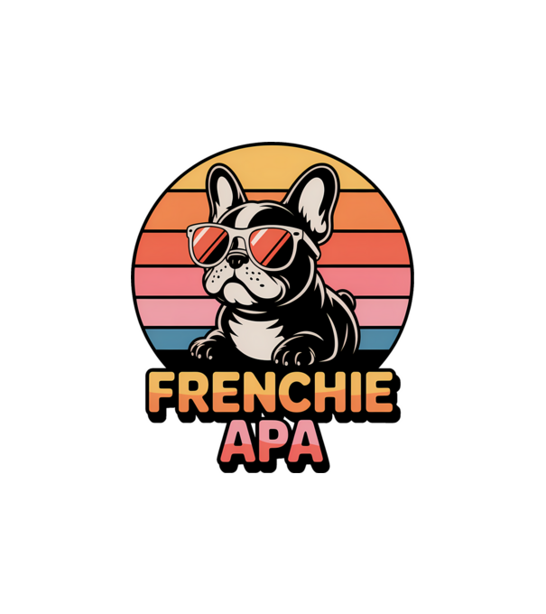 Frenchie Apa minta homokszín pólón