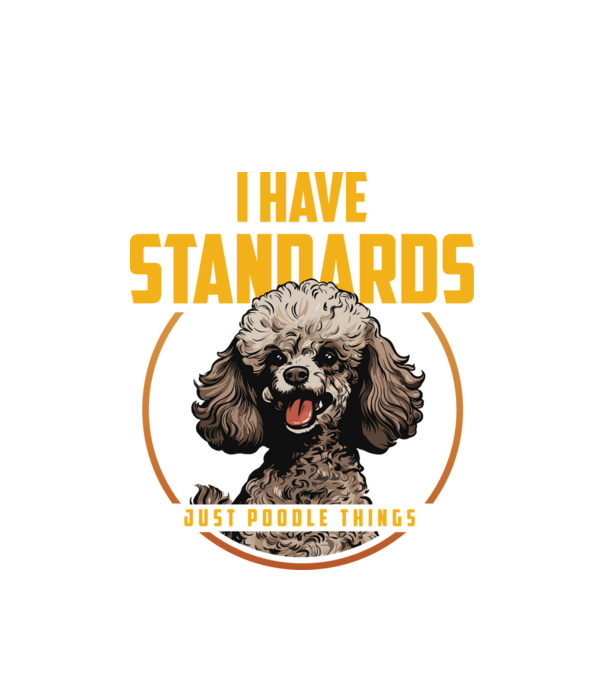 Uszkár Poodle Standards minta fehér pólón
