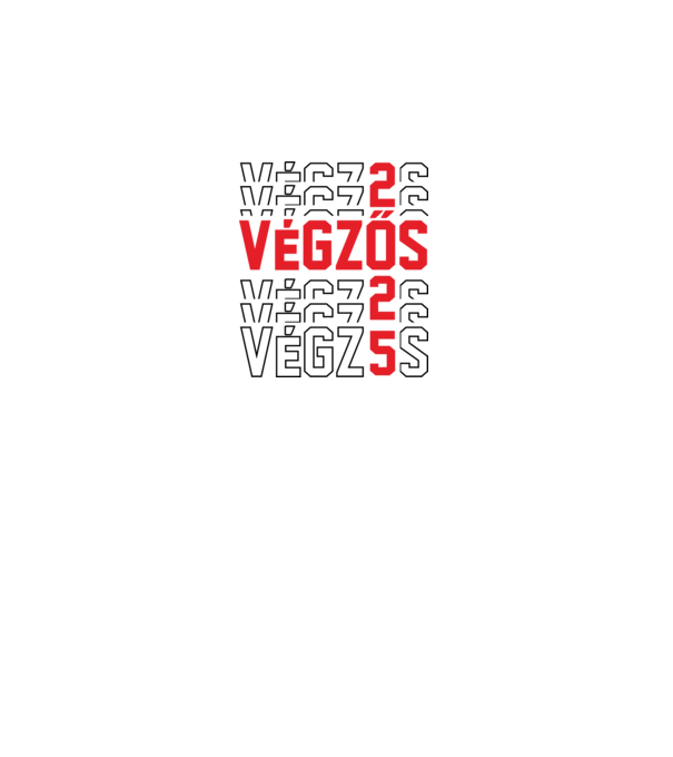 VÉGZŐS 2025 fekete minta fehér pólón