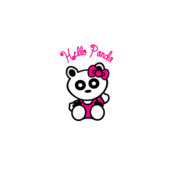 Hello Panda minta fehér pólón