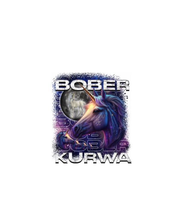 NEMBóber Kurwa unikornis minta fekete pólón