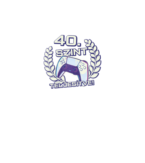 40. szint teljesítve PS5 v2 minta fekete pólón