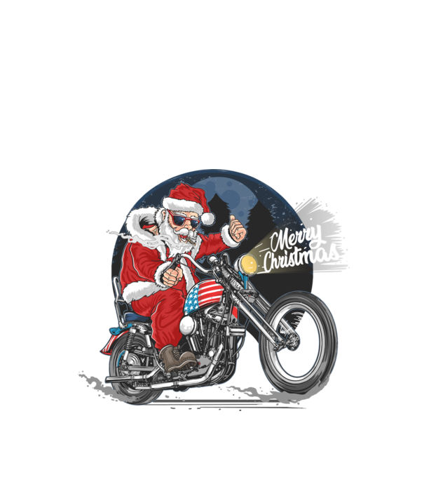 Santa Motor Merry Christmas minta fekete pólón