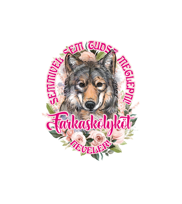 Farkas mama farkaskölyök minta fehér pólón
