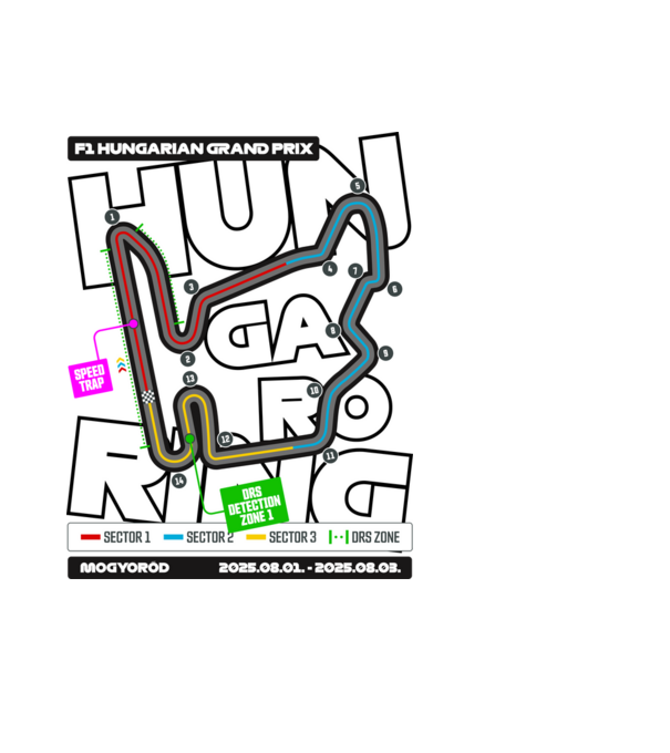 Hungaroring 2025 minta fekete pólón