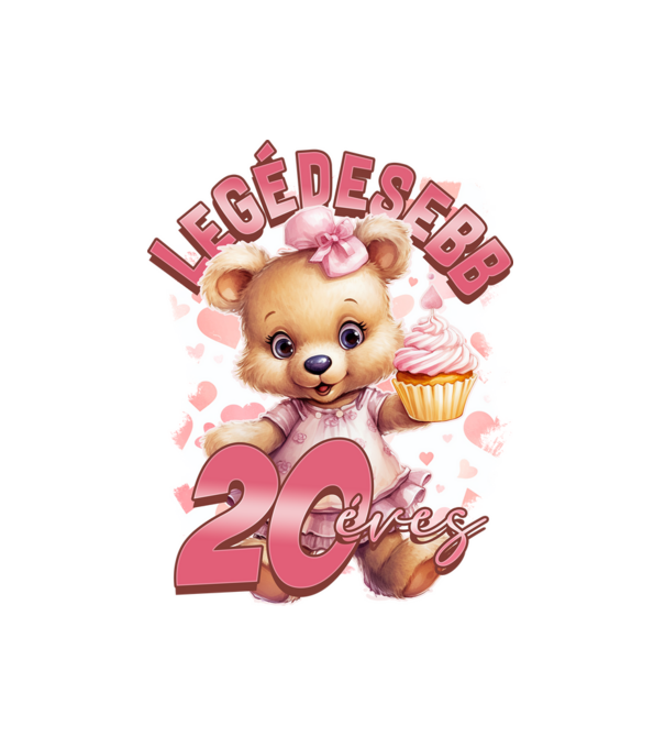 Lánymackó születésnapos 20 éves minta fehér pólón