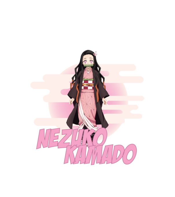 Demon Slayer Nezuko minta fehér pólón