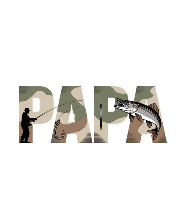 Horgász Papa minta fehér pólón