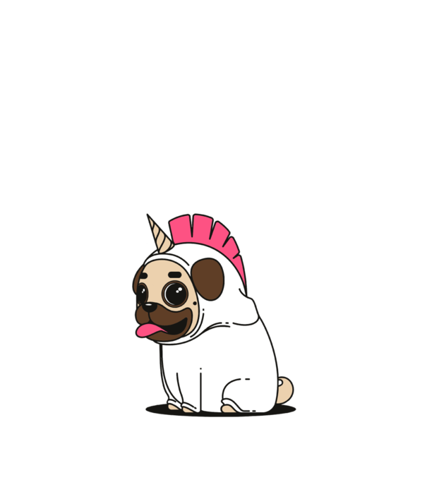 Pug Unicorn minta homokszín pólón