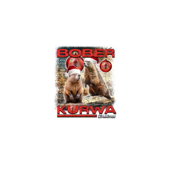 Bóber Kurwa xmas minta fekete pólón