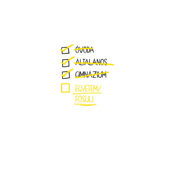 Oktatás checklist Gimi - fehér alap minta fehér pólón
