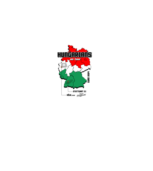 Futball EB 2024 HUNGARIANS ON TOUR fehér alapra minta homokszín pólón