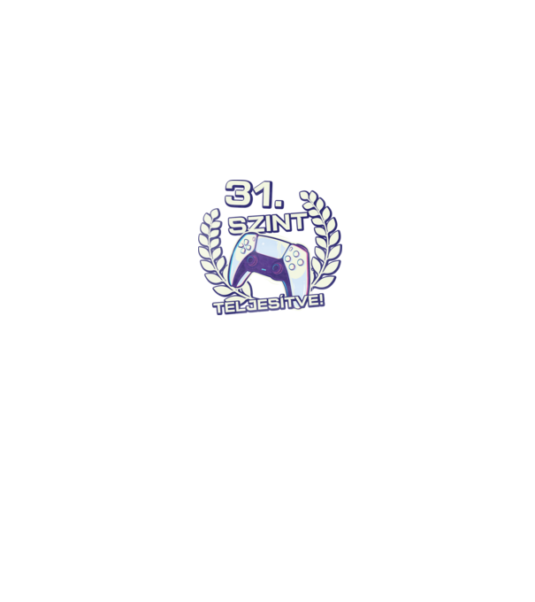31. szint teljesítve PS5 v2 minta fekete pólón