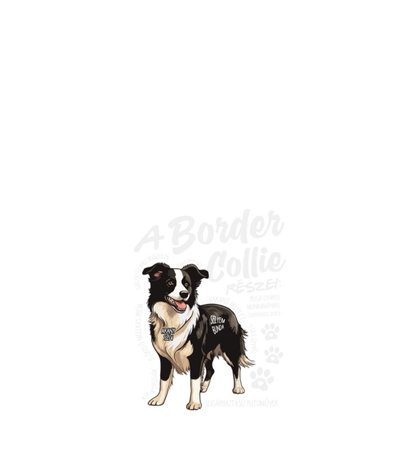 Border Collie részei minta fekete pólón