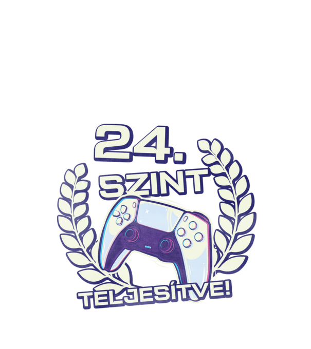 24. szint teljesítve PS5 v2 minta fekete pólón