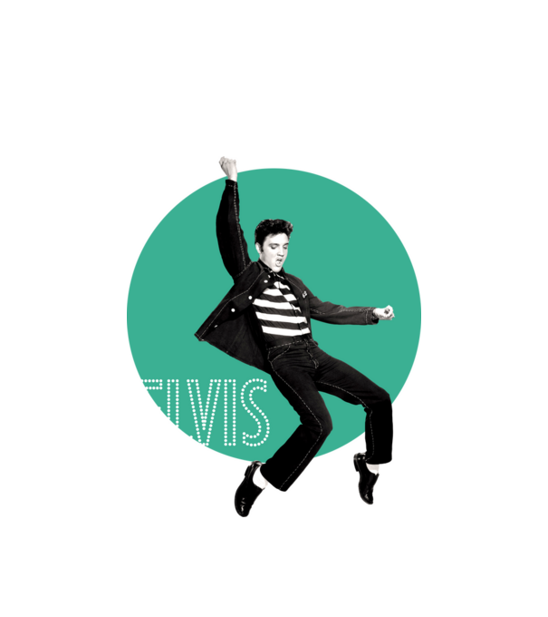 Elvis Jailhouse rock - kék minta fehér pólón