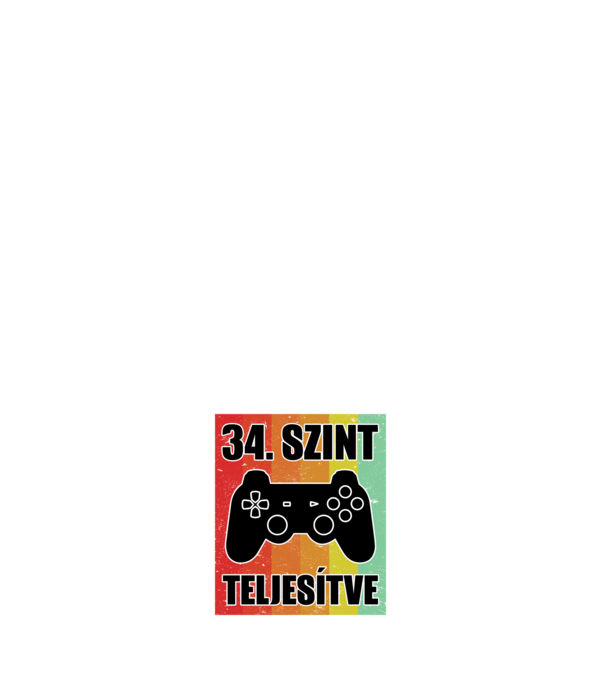 34 szint teljesítve retro gamer minta sötétkék pólón