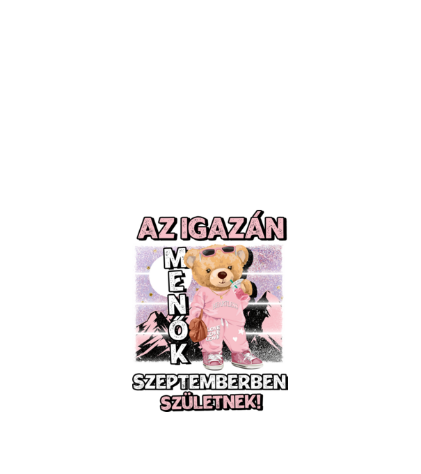 Menő maci csajos SZEPTEMBER minta fekete pólón