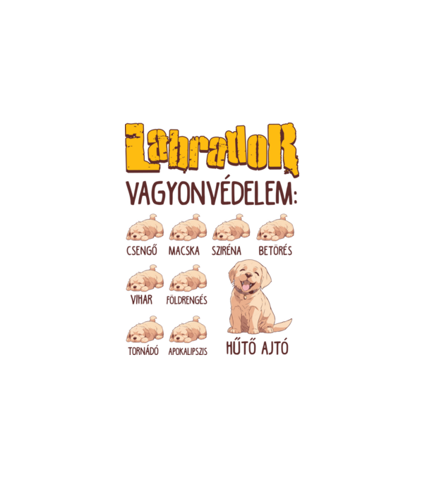 LABRADOR vagyonvédelem minta fehér pólón