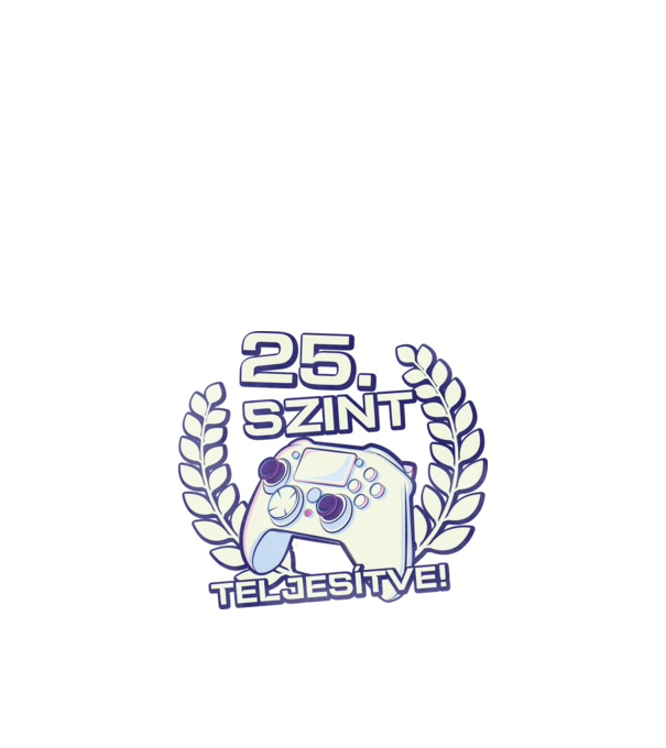 25. szint teljesítve minta fekete pólón