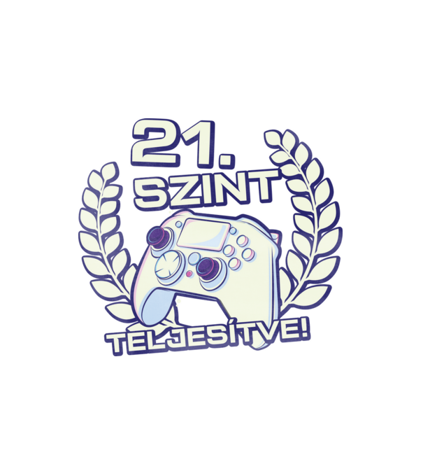 21. szint teljesítve minta fehér pólón