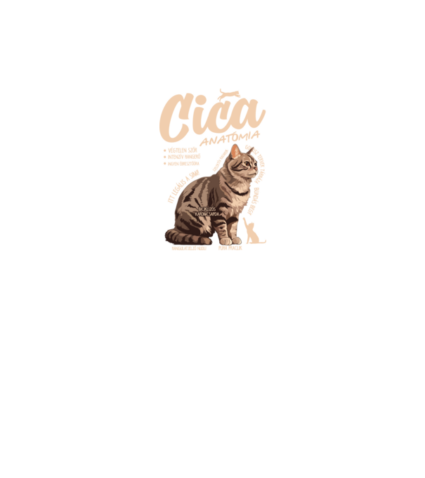Cica anatómia cirmos minta fekete pólón