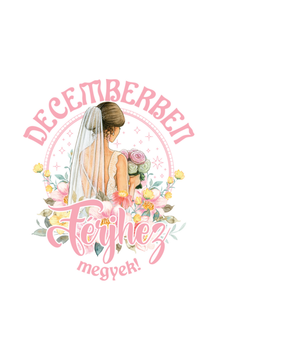 Férjhez megyek floral világos pink DECEMBER minta fehér pólón