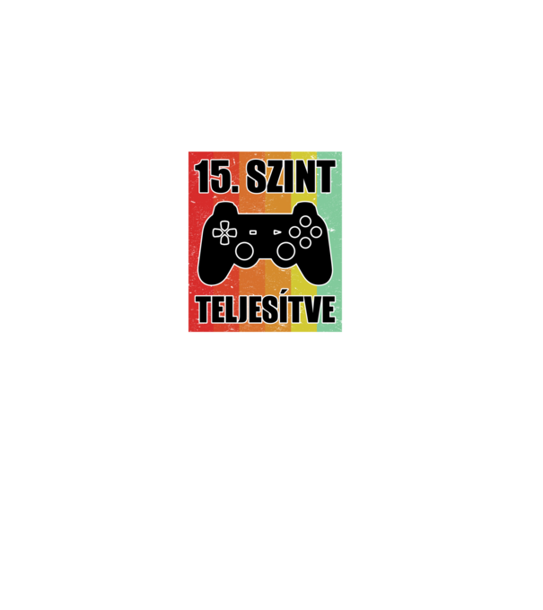15 szint teljesítve retro gamer minta fekete pólón
