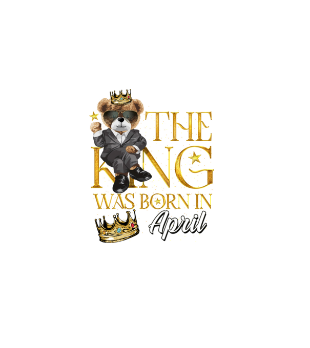 The king was born int APRIL minta sötétkék pólón