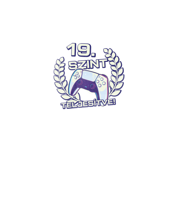 19. szint teljesítve PS5 v2 minta fekete pólón