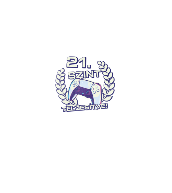 21. szint teljesítve PS5 v2 minta szürke pólón