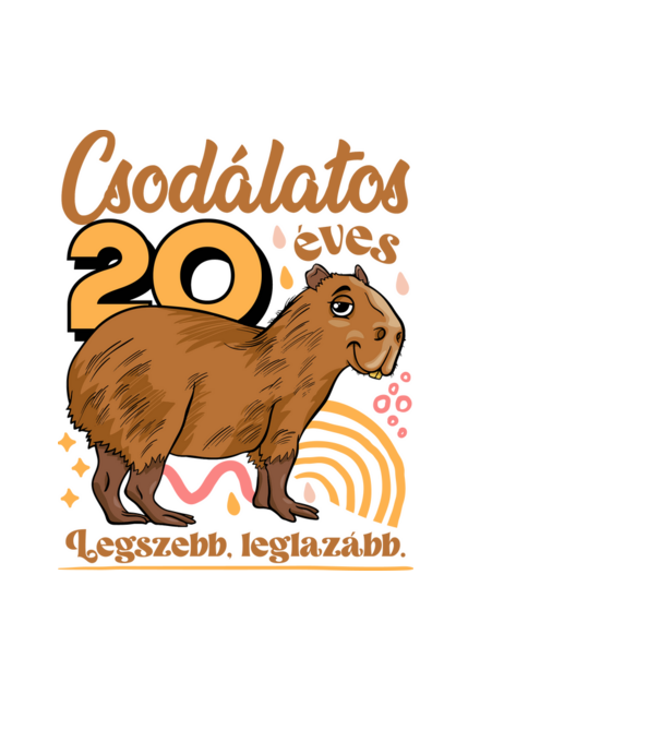 Capybara 20 éves minta fekete pólón
