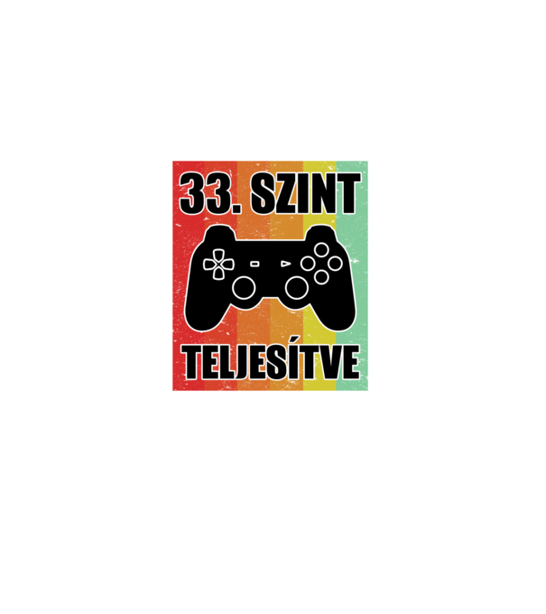 33 szint teljesítve retro gamer minta fekete pólón