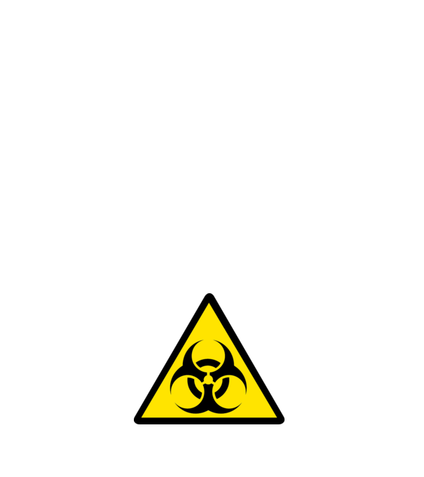 biohazard-sign minta fehér pólón