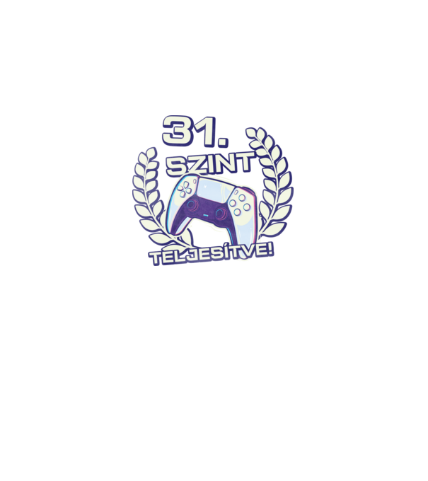 31. szint teljesítve PS5 v2 minta fekete pólón