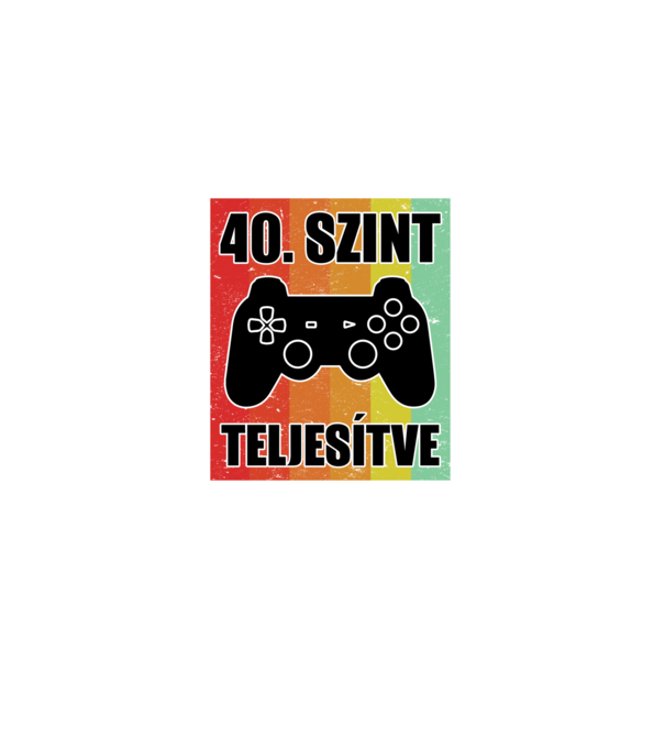 40 szint teljesítve retro gamer minta fekete pólón
