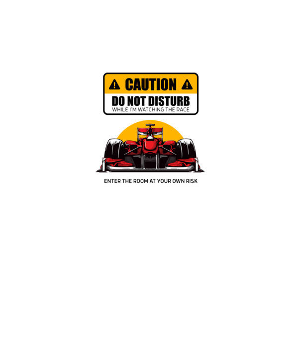 Forma 1 CAUTION DO NOT DISTURB RACE minta fekete pólón
