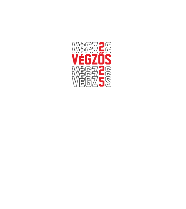 VÉGZŐS 2025 fekete minta fehér pólón