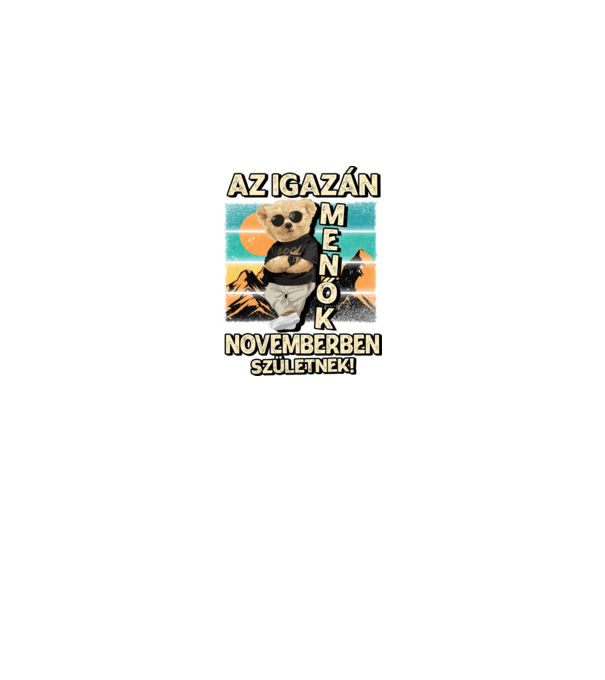 Retro Menő Mackó szülinapos NOVEMBER minta királykék pólón