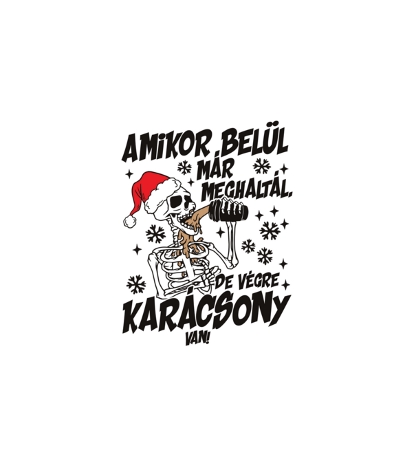 Karácsonyi Csontváz minta fehér pólón