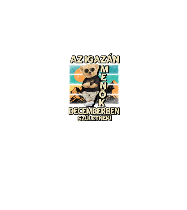 Retro Menő Mackó szülinapos DECEMBER minta farmerkék pólón