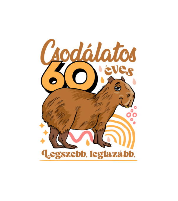 Capybara 60 éves minta fehér pólón