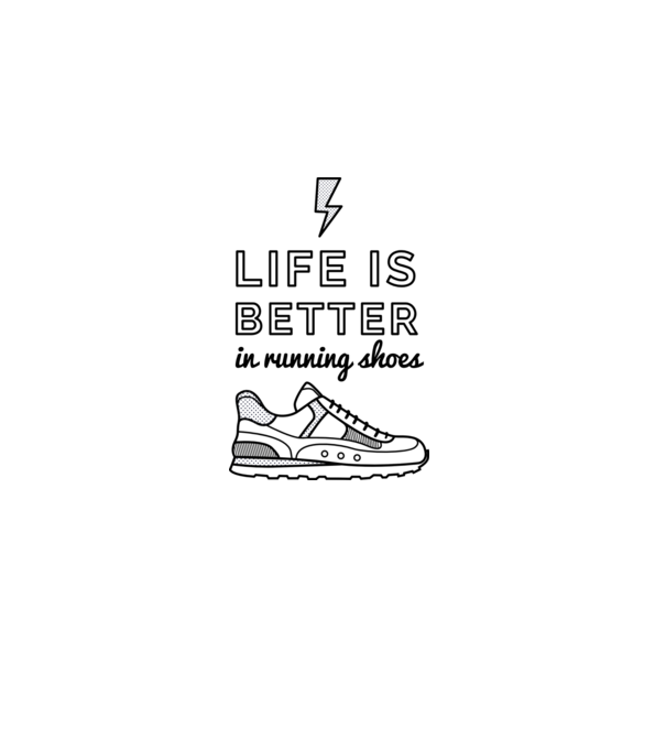 Life is better running shoes minta sötétkék pólón